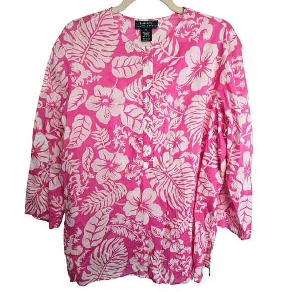 Lauren Ralph Lauren Tops - Lauren Ralph Lauren Women Floral Tunic Coastal Resort Tropical Travel Beach Sz L